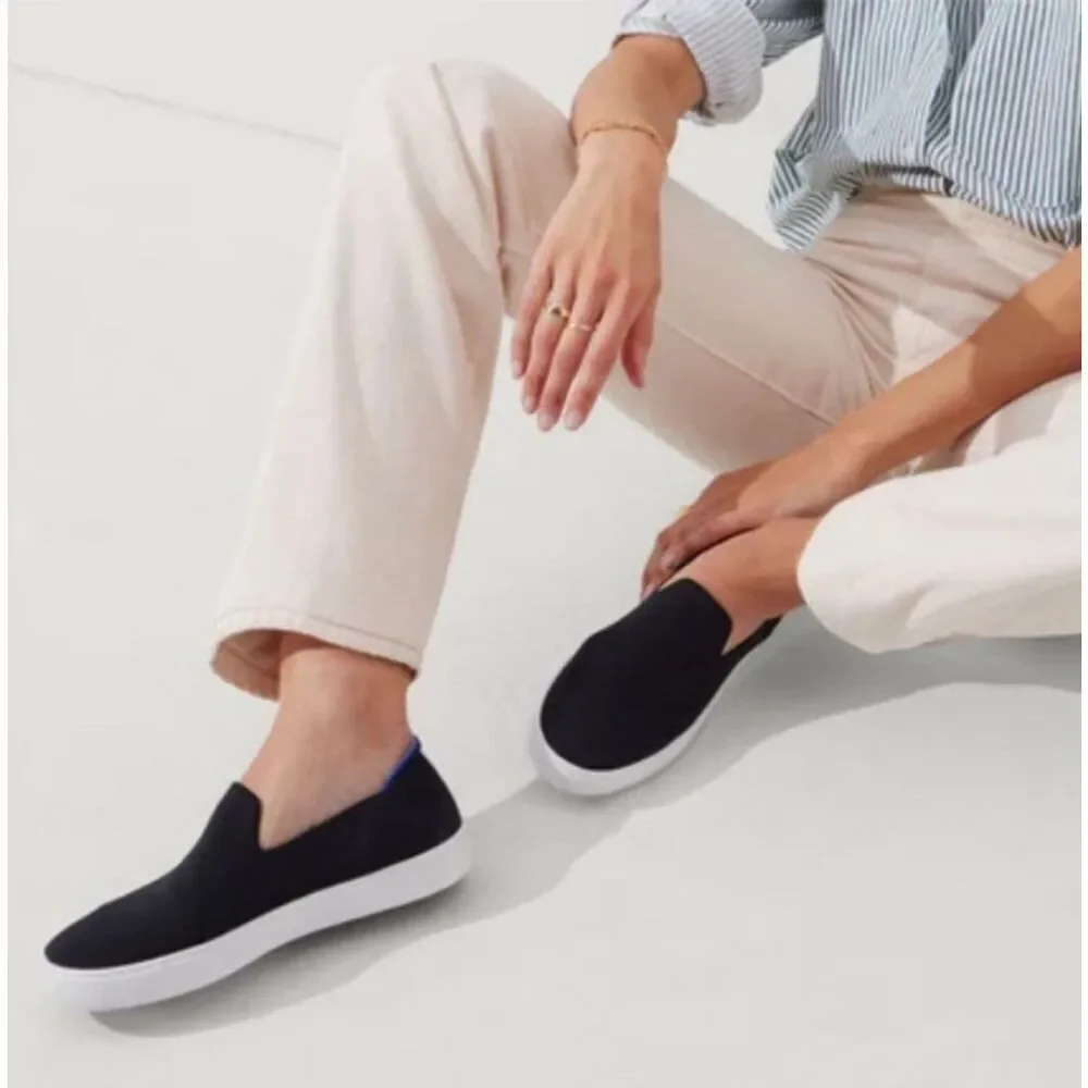 Rothy's The Original Slip On Sneakers Black Size 8